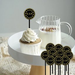 Propsuri VIP decorative negru-auriu pentru aperitive, set 12 buc, 7,5 cm