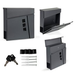 Cutie postala Homelux din otel galvanizat, antracit, cu suport pentru ziare