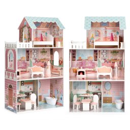 Casa de papusi Barbie Homelux cu mobilier din lemn, 3 niveluri, 5 camere