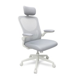 Scaun de birou ergonomic Leziter Flexo cu suport lombar, alb/gri