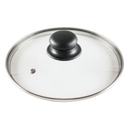 Capac universal din sticla termorezistenta 28 cm, cu ventilatie si margine inox