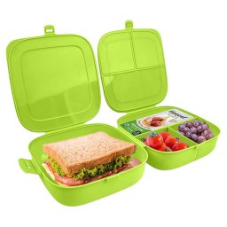 Cutie de pranz compartimentata verde 2x700 ml, etansa, fara BPA, Vilde