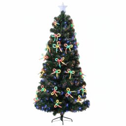 Brad artificial de Craciun 180 cm cu fibra optica multicolor, 36 funde si stea