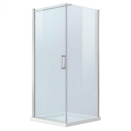 Cabina de dus patrata Leziter Simple cu usa batanta, sticla 6 mm