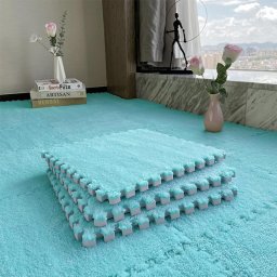 Covoras puzzle pufos din spuma EVA, 2 piese 61,5x61,5 cm, dark blue