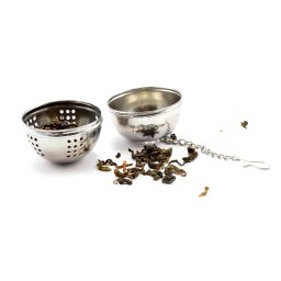 Filtru de ceai din inox 6x6 cm cu lant si carlig, Perfect Home