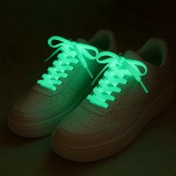 Sireturi fosforescente albastre pentru adidasi, glow verde, 1,25 m (1 pereche)