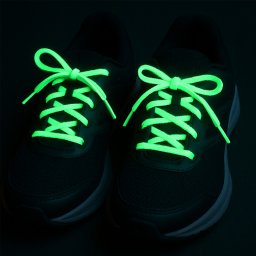 Sireturi fosforescente albe pentru pantofi sport, 1,25 m, lumineaza verde