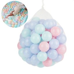 Set 100 mingi pastel 5,5 cm din plastic pentru piscina cu bile si cort