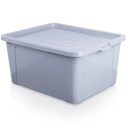 Container de depozitare stivuibil cu capac click 20 L, gri deschis, Vilde