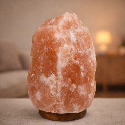 Lampa din sare Himalaya 10–12 kg cu suport din lemn si întrerupator pe cablu