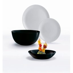 Set de vesela Luminarc Diwali negru-gri, 19 piese din sticla întarita