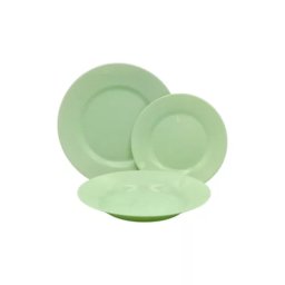 Set vesela Luminarc PLUMI Paradise Green, 18 piese din sticla temperata