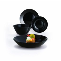 Set de vase ZELIE Black din sticla, 19 piese, negru elegant pentru masa