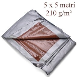 Prelata impermeabila 5x5 m, 210 g/mp, PE, cu inele metalice 12 mm, anti-înghet