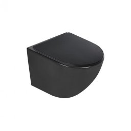 Vas WC suspendat Kerra Delos rimless, negru mat, cu capac soft-close