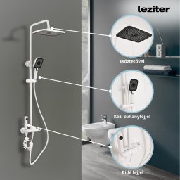 Set de dus multifunctional Leziter Eliz alb cu ploaie, dus manual si bideu