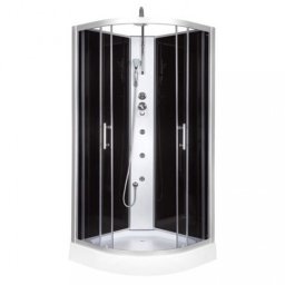 Cabina de dus cu hidromasaj Kerra Faro 80x80 cm, curbata, negru