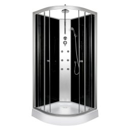 Cabina de dus cu hidromasaj Kerra Mia 90x90 cm, colt, sticla neagra