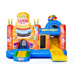Castel gonflabil Leziter Happy Party cu tobogan, suflanta 1500W, 5,2x4,8x4 m