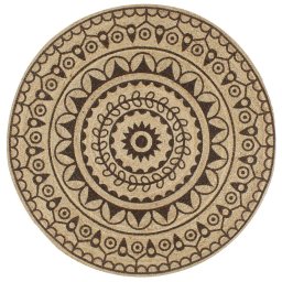 Covor manual cu imprimeu maro închis, 90 cm, iuta GartenMobel Dekor