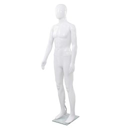 Corp manechin masculin, cu suport din sticla, alb lucios 185 cm GartenMobel Dekor