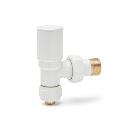 Robinet de colt alb Leziter pentru radiator si uscator de prosoape, 90°