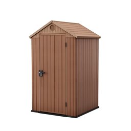Casuta de gradina Curver Darwin 4x4 din plastic EVOTECH, maro, 118x117x205 cm