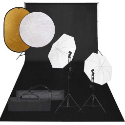 Set studio foto cu set de lumini, fundal si reflector GartenMobel Dekor
