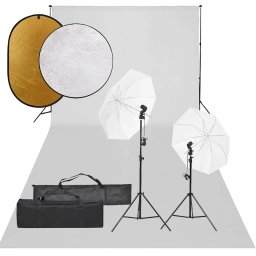 Set studio foto cu set de lumini, fundal si reflector GartenMobel Dekor