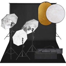Kit studio foto cu set de lumini, fundal si reflector GartenMobel Dekor