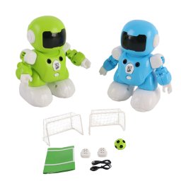 Set 2 roboti de fotbal Leziter cu telecomanda, lumini LED si minge