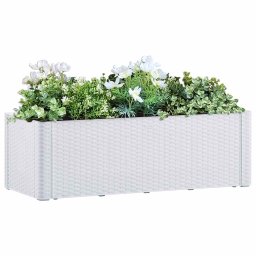 Strat înaltat gradina cu sistem auto-udare, alb, 100x43x33 cm GartenMobel Dekor
