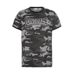 LONSDALE Tricou 'Cobbett' gri / gri închis / kaki / alb