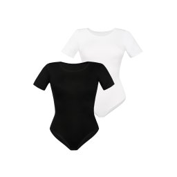 TEYLI Body 'Shirty' negru / alb murdar