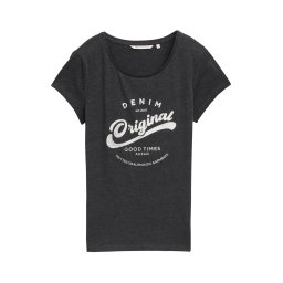 TOM TAILOR DENIM Tricou gri închis / alb