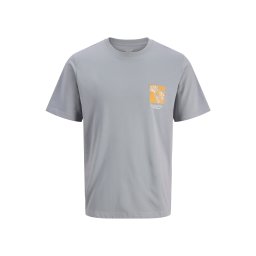 Jack & Jones Plus Tricou 'JORMONTAUK' albastru fumuriu / portocaliu