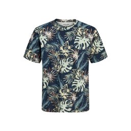 Jack & Jones Plus Tricou 'JJHONOLULU' bleumarin / maro / verde mentă / portocaliu