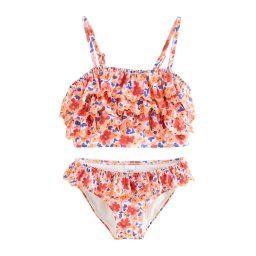 Next Costum de baie două piese albastru / portocaliu mandarină / roz pitaya / alb