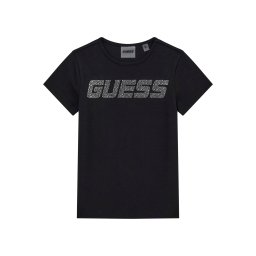 GUESS Tricou 'MINIME' negru / argintiu