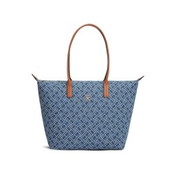 TOMMY HILFIGER Plase de cumpărături 'Popette' albastru denim / maro coniac / gri deschis