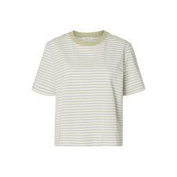SELECTED Tricou 'SLFESSENTIAL' oliv / alb