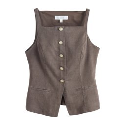 Next Vestă de costum ciocolatiu