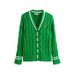 Next Geacă tricotată verde / alb