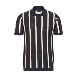 BLEND Tricou ' BHDarin Striped ' albastru închis / maro mokka
