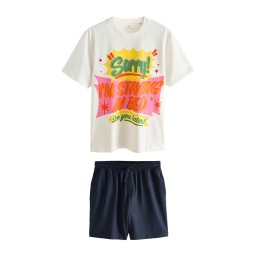 Next Pijama scurtă bleumarin / galben / verde / alb