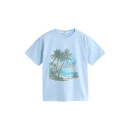 Next Tricou azur / albastru deschis / galben / verde pin