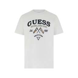 GUESS Tricou 'FLAGS AND CORD' bleumarin / verde pastel / portocaliu / alb
