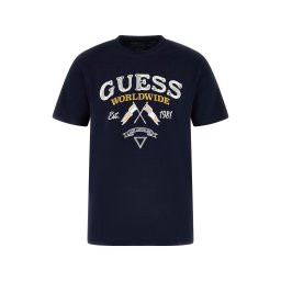 GUESS Tricou 'FLAGS AND CORD' bleumarin / galben / alb