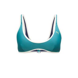 PUMA Sutien de costum de baie sport cyan / alb